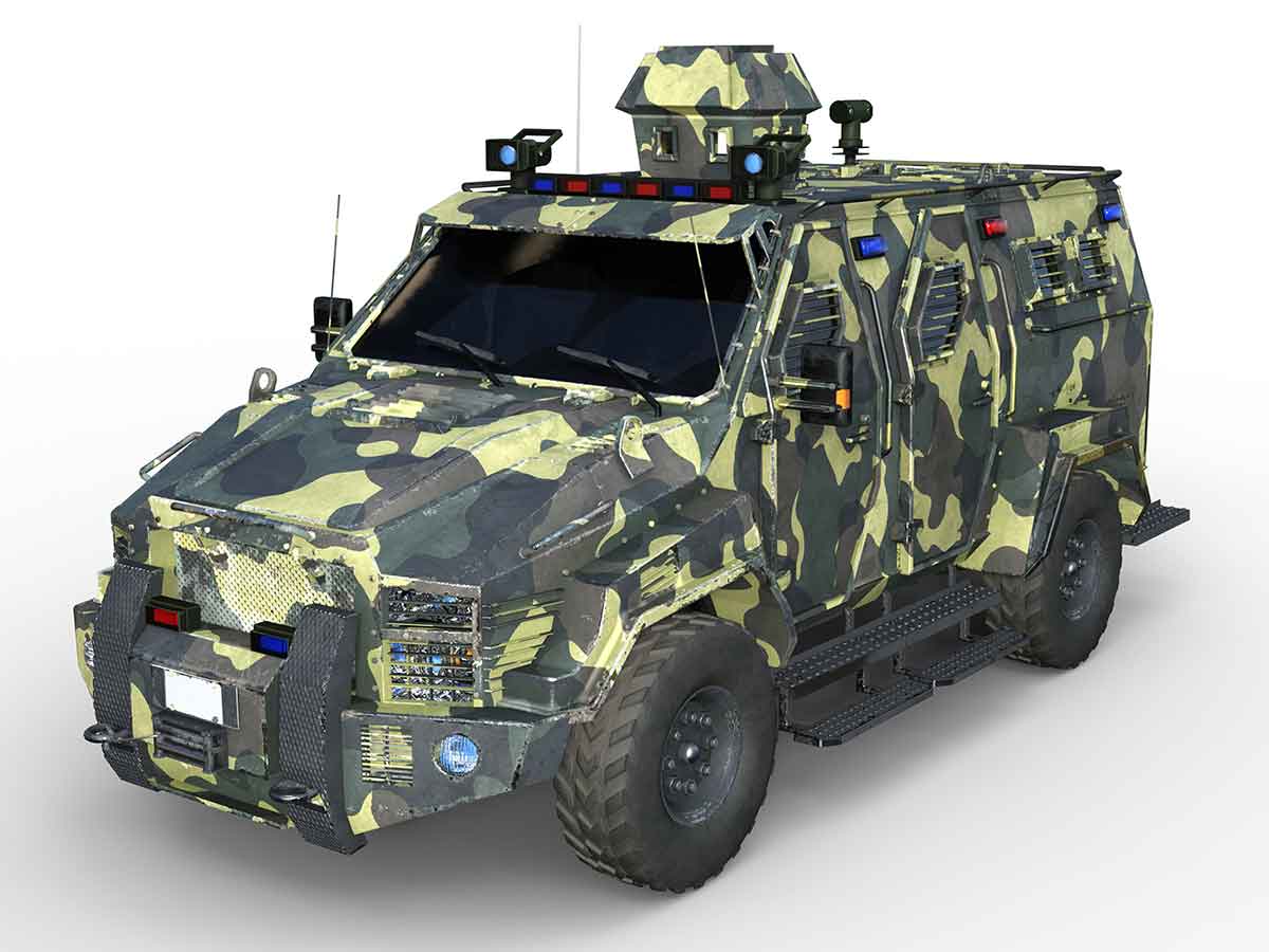 迷彩柄の防弾車